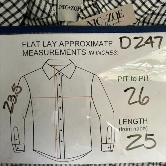 Nic+Zoe Femme Plaid Shirt Womens Sz 2X Black Plaid Button Up Long Sleeve Blouse - Picture 11 of 13